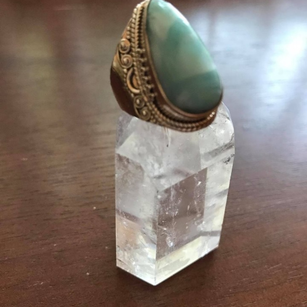 Handmade 7.5 Sterling Silver and Larimar Ring